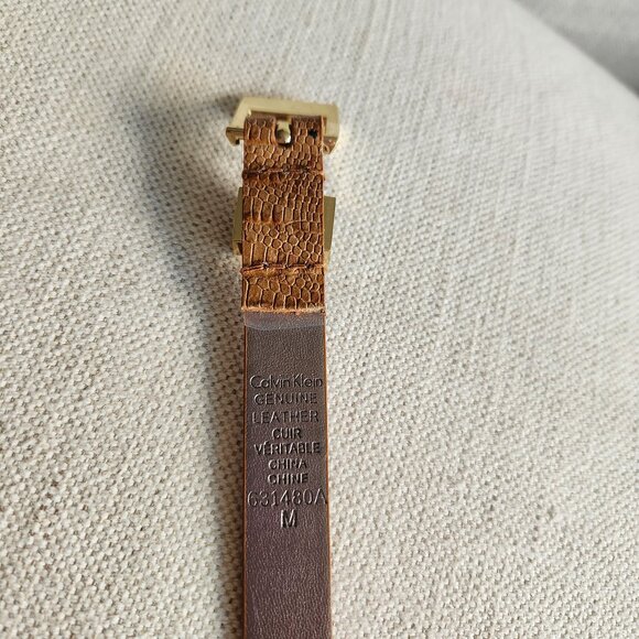 Calvin Klein Snake-Embossed Leather Slim Belt – Sz M - Picture 7 of 8